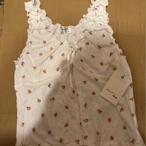 White Floral Sleeveless Top